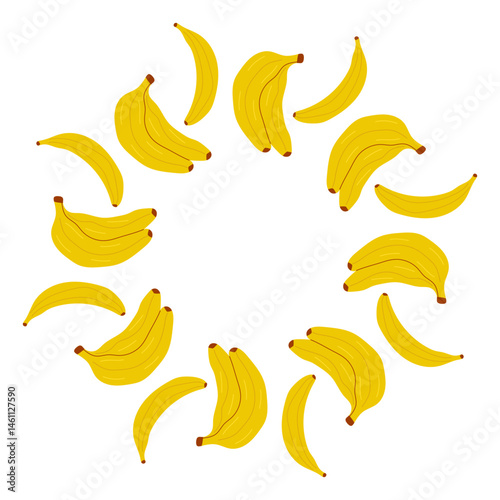 Round frame made of bananas in Hand drawn style.