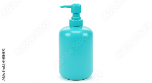 Blue pump bottle container on white background