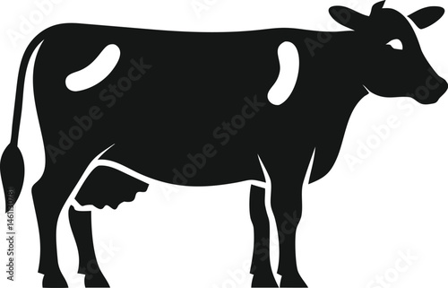 Silhouette Vector of Dairy Cow | Black Farm Animal Illustration