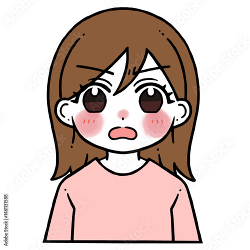 凄く怒った顔の女性のイラスト