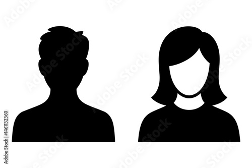 Man and woman silhouette profile avatar collection