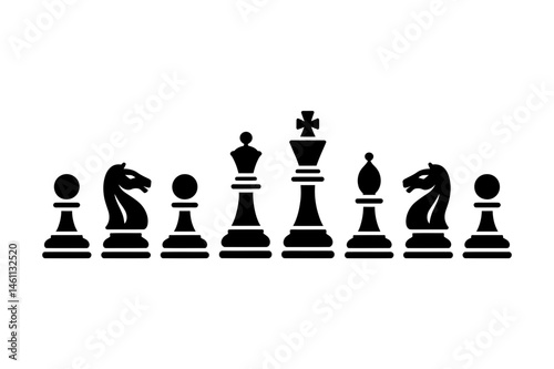Chess pieces black silhouette vector illustration