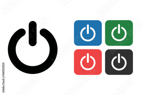 Power button icon set switch on off symbol design