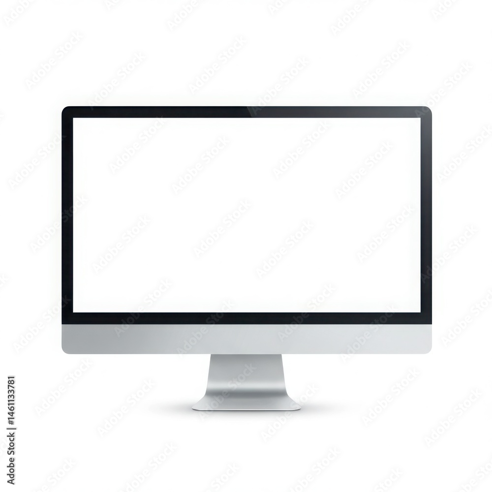 Modern computer with blank white screen isolated on white background Modern computer with blank white screen isolated on white background