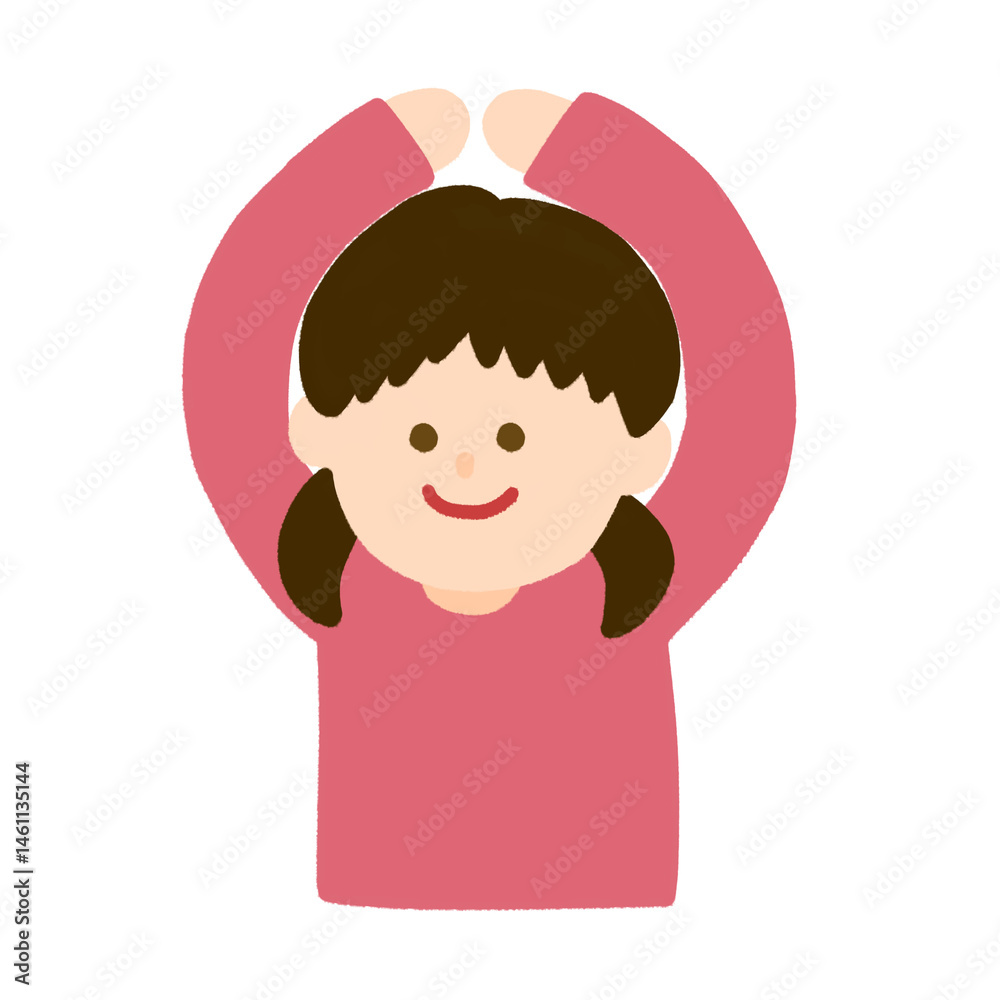 丸のポーズをしている女の子のイラスト 丸のポーズをしている女の子のイラスト