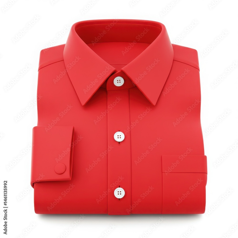 Folded red shirt with buttons isolated on white background Folded red shirt with buttons isolated on white background