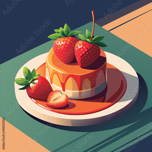 Sweet strawberry cake. drizzled in caramel.