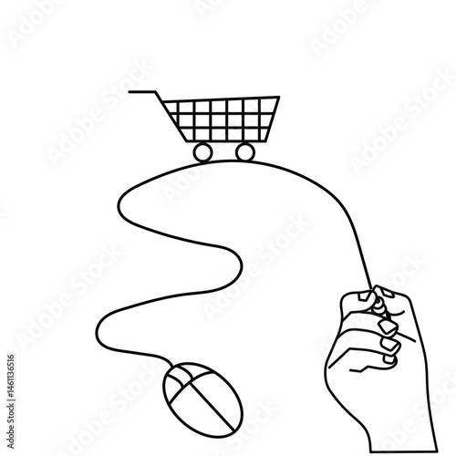 Online Shopping Experience: Cart Connected to a Mouse by Wire