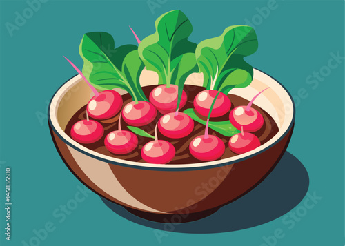 Radishes in a bowl. ready to eat.