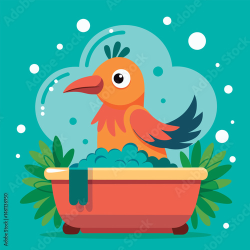 Cute bird taking a bath.