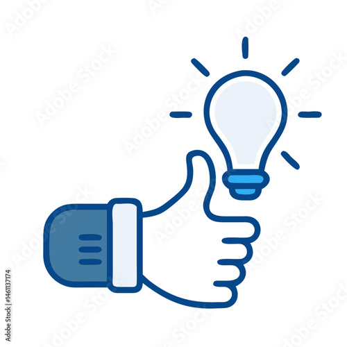Thumbs-Up Gesture with Light Bulb Icon Illustrating an Idea  