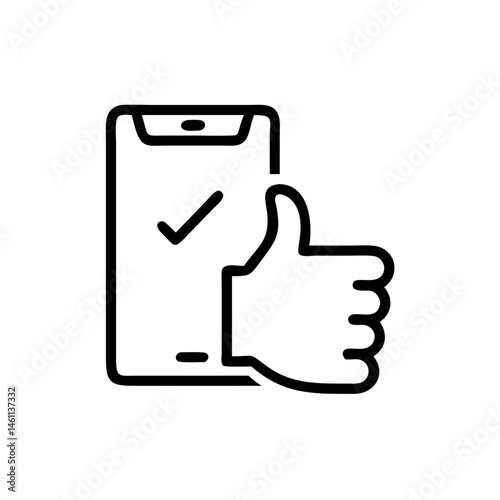 Smartphone with thumbs-up gesture indicating approval  