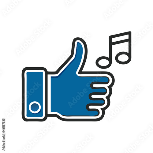 Thumbs Up Gesture with Musical Note Icon Design  