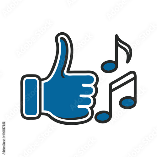 Thumbs Up Gesture with Music Notes Icon  
