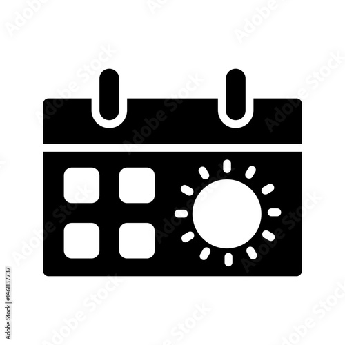 Multipurpose solar calendar vector icon in outline, gif, filled outline style. calendar summer, on white background
