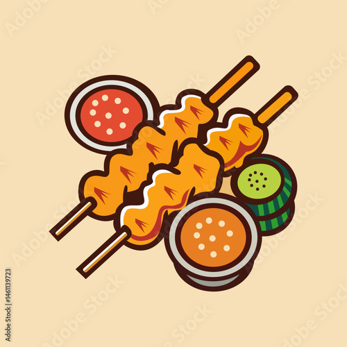 cute colorful Barbecue Grill Skewers japanis food Cliparts with white background 