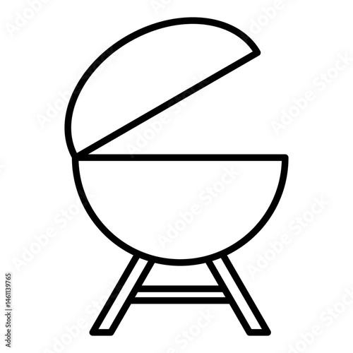 Minimalist Grill Silhouette: A simplified, modern outline of a classic grill, ready for cooking. perfect for design, illustration, and related purposes.