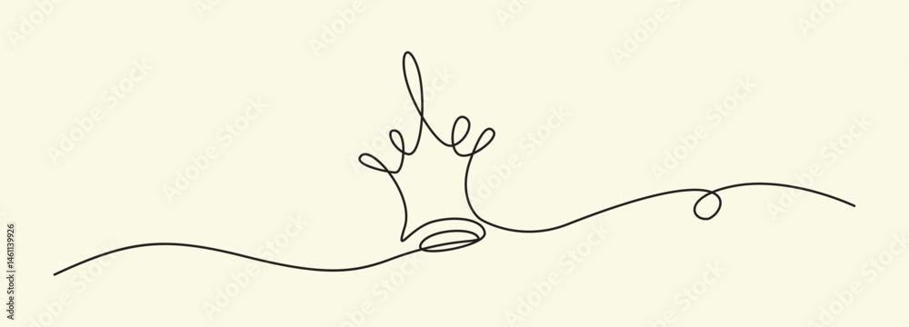 Continuous Thin Line Crown, Minimalist Crowns Drawing, One Line Art King Symbol