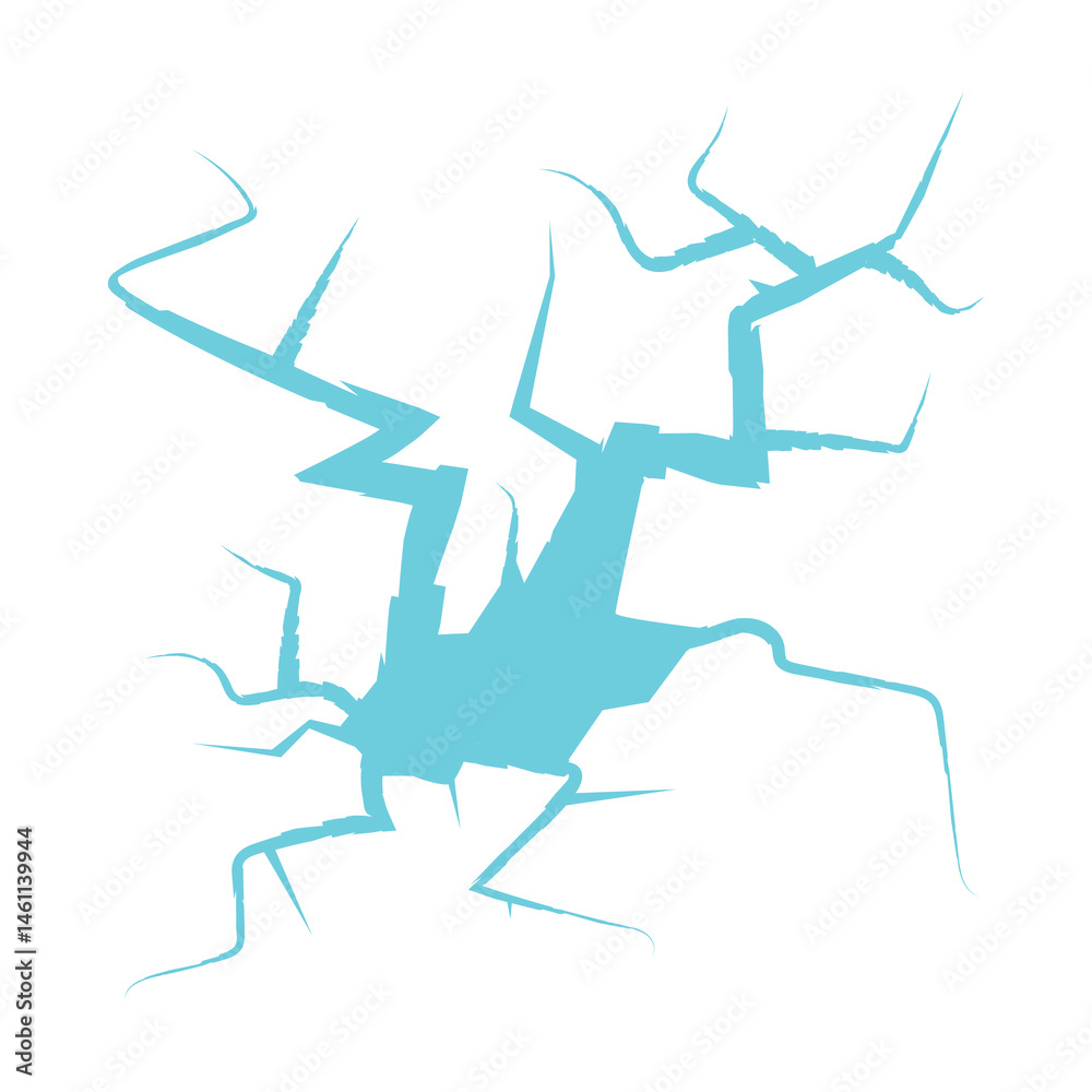 Ice crack icon. Hole in glacier, broken iceberg, glass damage symbol top view, cracked egg effect