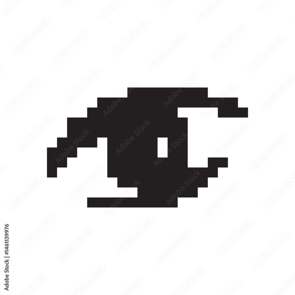 Pixel art eye icon, 8 bit retro style human eyeball, simple computing see symbol