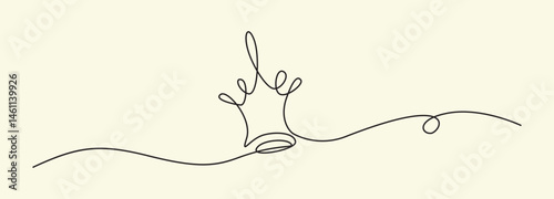 Obraz na płótnie Continuous Thin Line Crown, Minimalist Crowns Drawing, One Line Art King Symbol w salonie