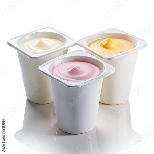 Mini Carton Yogurt Packaging Set on White Background photo
