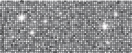 Obraz na płótnie Disco ball seamless pattern. Disco party glitter silver background, sparkle mosaic tile w salonie