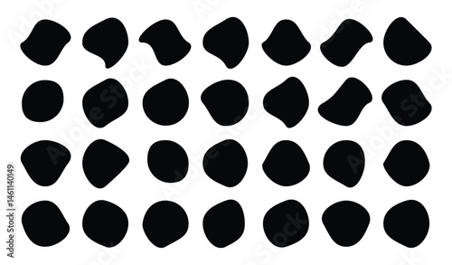 Blob shapes colorful and black collection vector design elements isolated. Random blob circles icon set.  Isolated on a white background.
