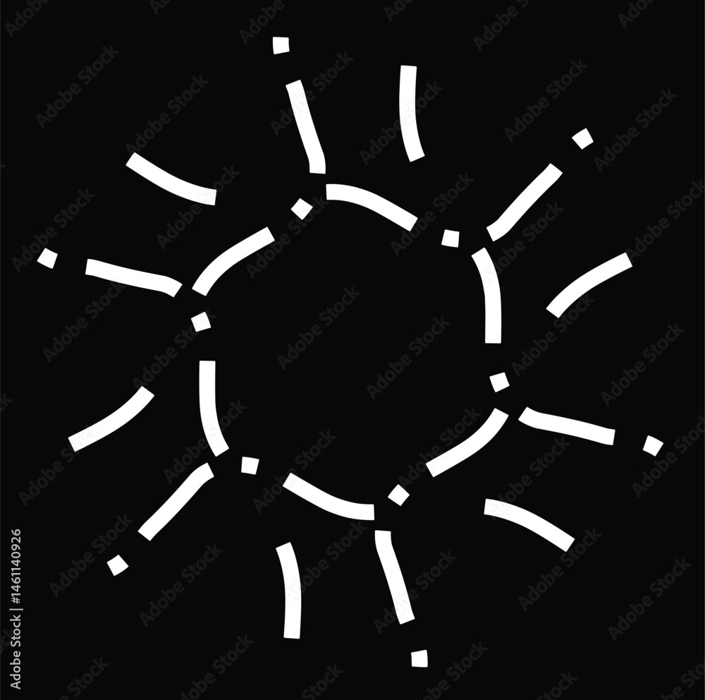 A creative depiction of a sun design using abstract lines, presented on a bold black background. A creative depiction of a sun design using abstract lines, presented on a bold black background.