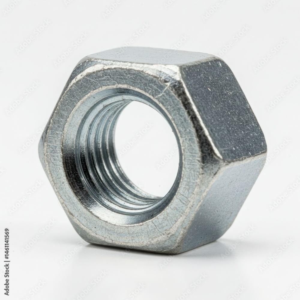 Close up of a hex nut isolated on white background Close up of a hex nut isolated on white background
