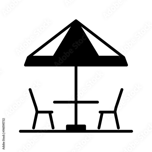 Terrace, in line design. Terrace, balcony, outdoor space, patio, rooftop, seating area, veranda on white background vector. 