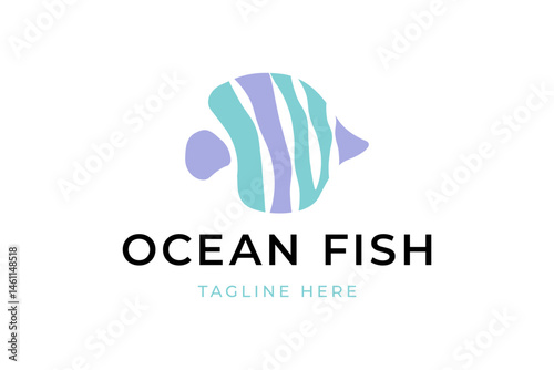 Colorful pennant coral fish logo design vector