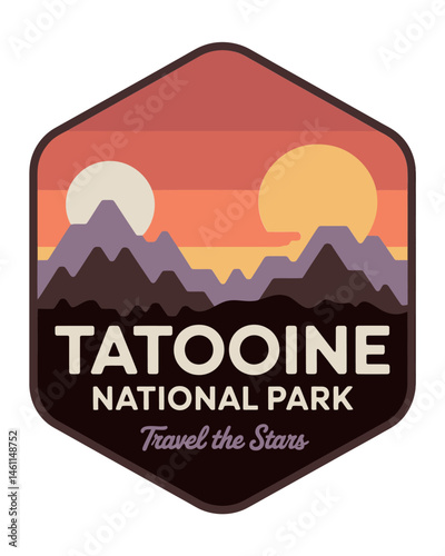 Retro Tatooine National Park landscape travel t-shirt design