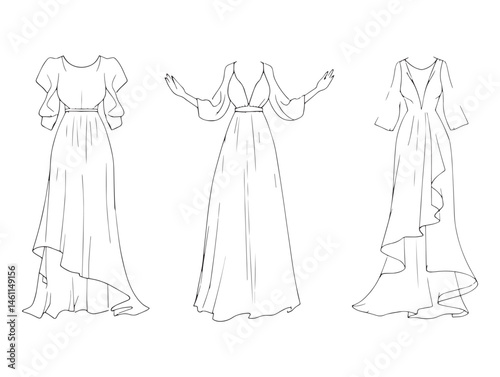 Wisp Loom Dress Hand Drawn Line Art for Designers and Artists