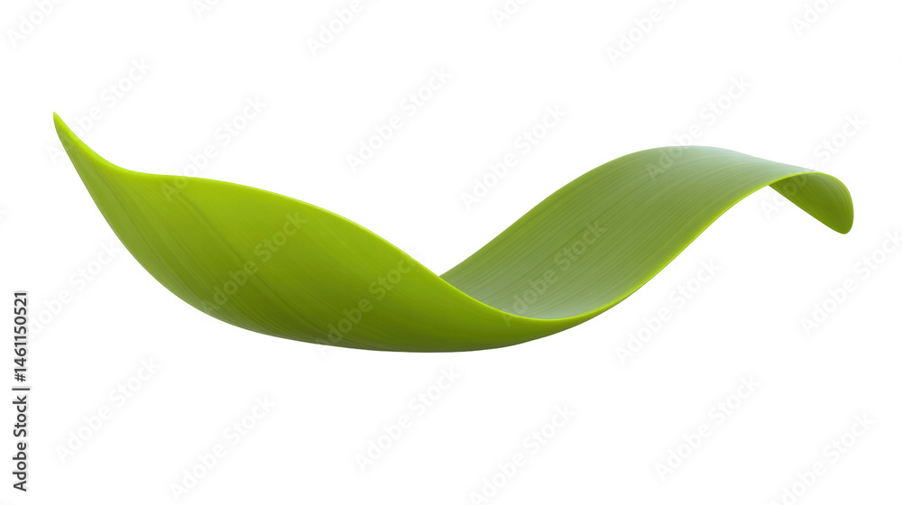 Obraz premium Elegant Green Leaf with Smooth Curves on a Transparent Background Representing Nature's Beauty