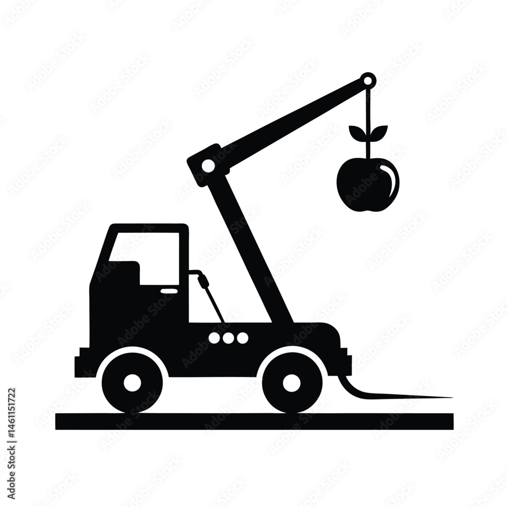 Naklejka premium cherry picker black silhouette