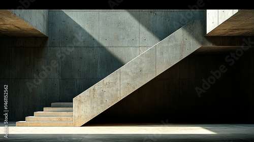 Wallpaper Mural Concrete staircase in modern interior. Sunlight streams in Torontodigital.ca