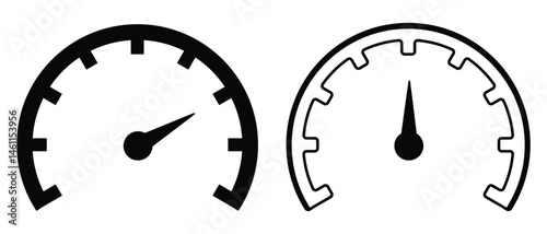 Speedometer, tachometer vector black icon. The tachometer, speedometer and indicator icon. Speed indicator sign. Performance concept. Vector illustration.