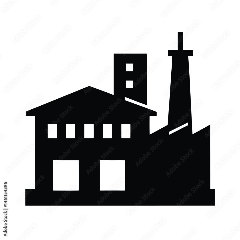 Fototapeta premium factory building black silhouette