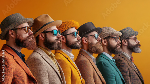 of men showcasing variety of unique mustache styles each reflecting individuality and honoring movember
