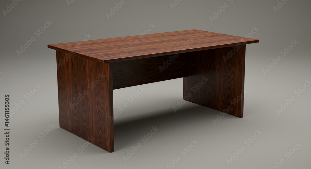 Dark Wooden Office Desk With Clean Lines And Minimalist Design Dark Wooden Office Desk With Clean Lines And Minimalist Design