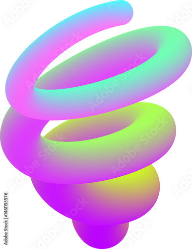 colorful gradient spiral 3D abstract shape