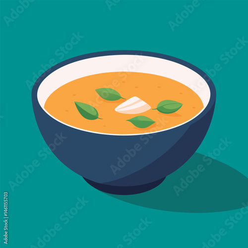 Hearty soup in a bowl.