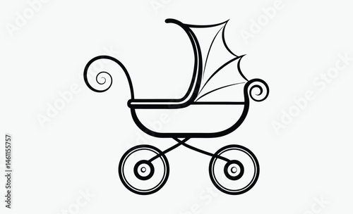 Baby carriage silhouette, Baby Carriage Icon, Baby Pram Silhouette Vector