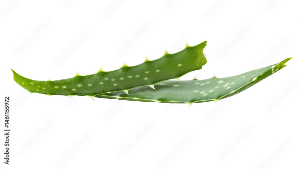 Two Fresh Green Aloe Vera Leaves Isolated on a Transparent Background for Natural Health Care Two Fresh Green Aloe Vera Leaves Isolated on a Transparent Background for Natural Health Care