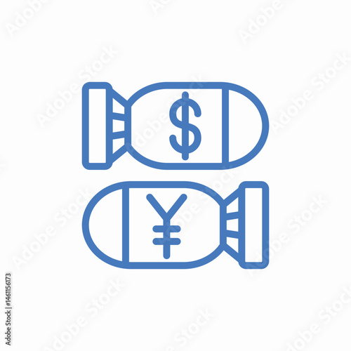 bomb dollar yen icon sign vector