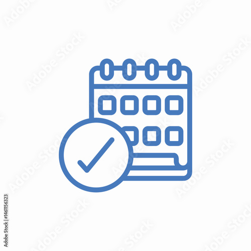 calendar check mark icon sign vector