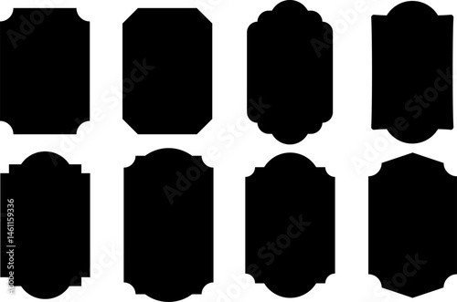Vintage frames elegant luxury retro label badge silhouette shapes, vector sale or packaging tag or sticker shape clip art set