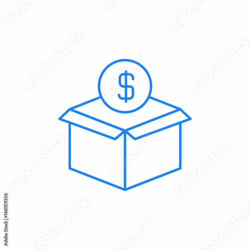 dollar box icon sign vector