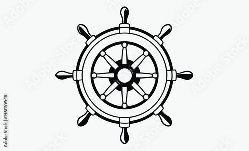 Ship wheel silhouette, Ship steering wheel, Boat steering wheels icon black silhouette, outline vector illustration